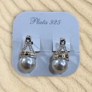 Aros Plata y Oro Lady Di con Perla