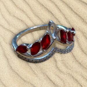 Anillo de Plata Corona cubix Rojo